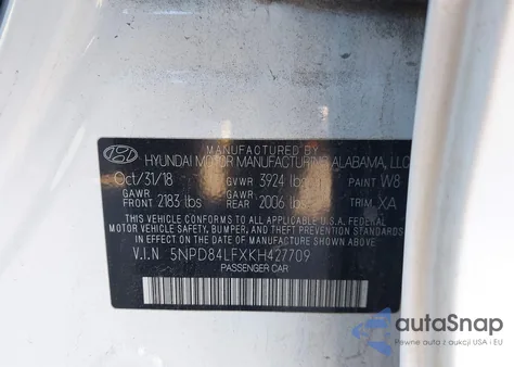 2019 Hyundai Elantra Sel from USA, damaged, VIN 5NPD84LFXKH427709